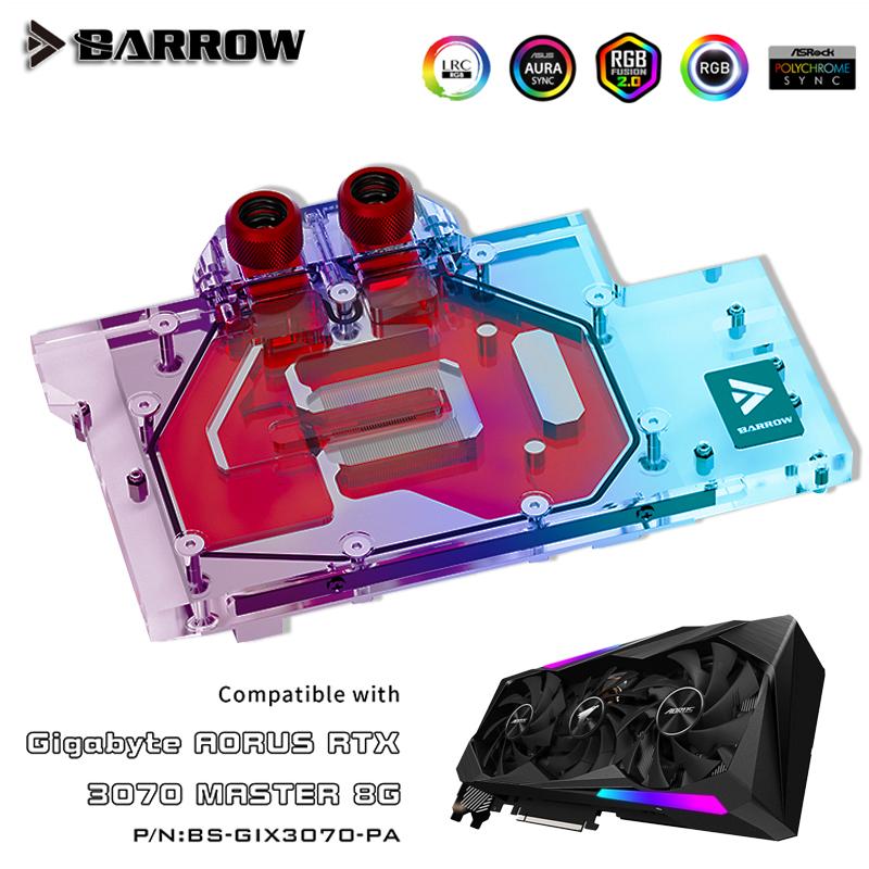 

Fans & Coolings Barrow GPU Block For GIGABYTE AORUS RTX 3070 MASTER VGA Cooler, With Aluminum Backplate, 5V ARGB SYNC, BS-GIX3070-PA