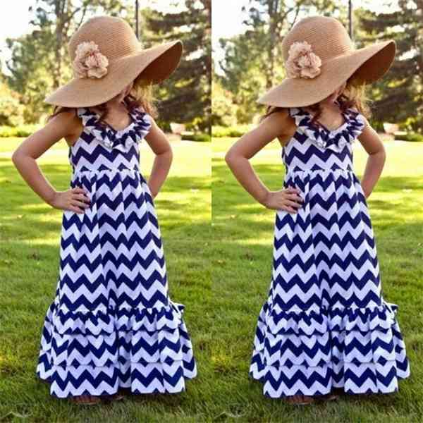 

Girl's Casual Kid Girls Summer Beach Dress Long Maxi Boho Stripe Dresses Backless Sleeveless Sundress 3-10Years C0228, Pink