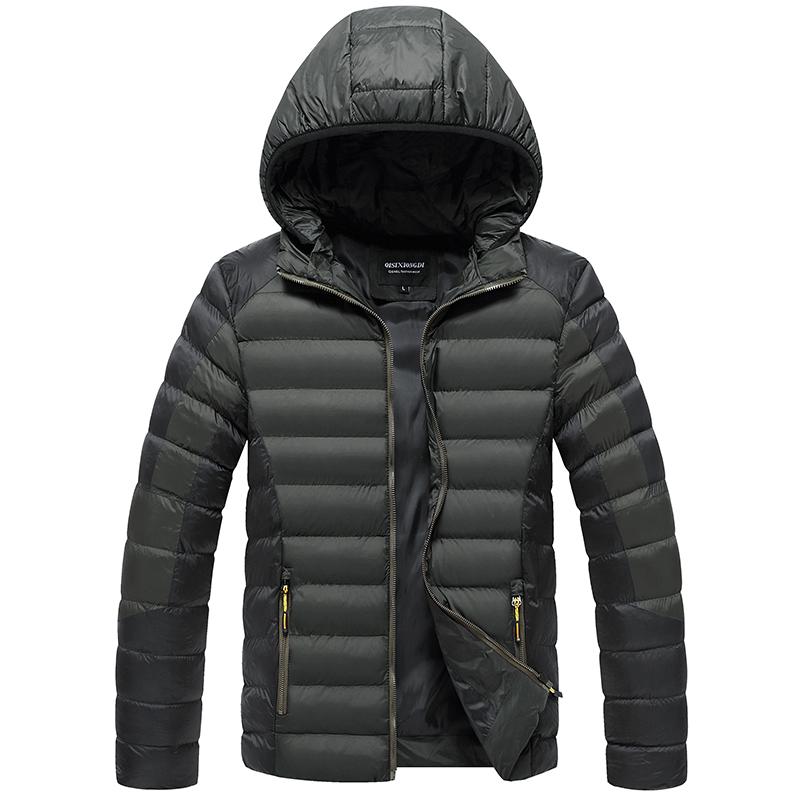 

Men's Down & Parkas Mens Parka Jacket Winter Coat Men Cotton Solid Lightweight Overcoat Zipper Streetwear Casual, Black