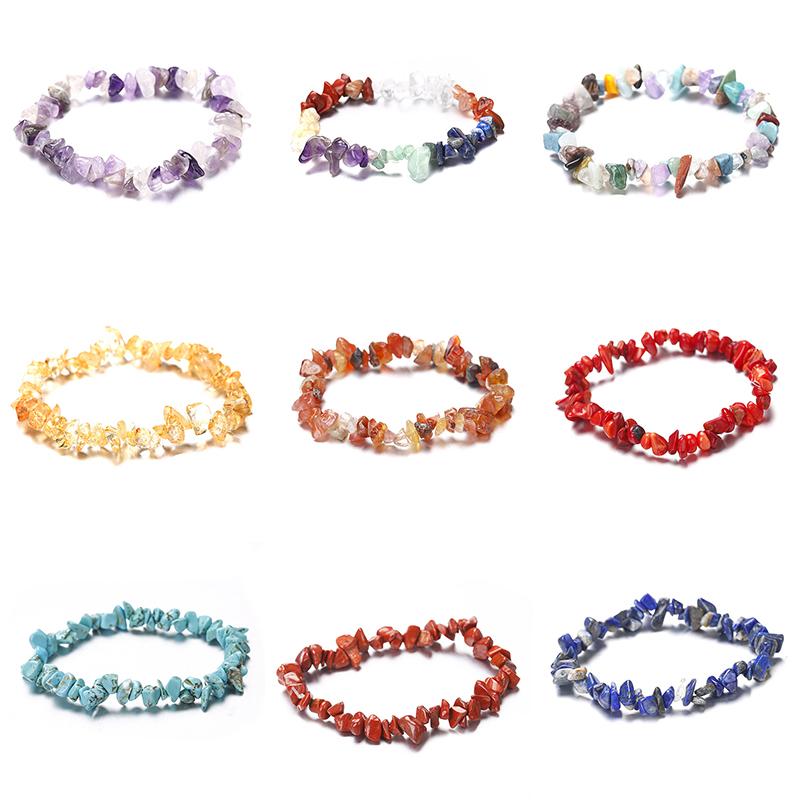 

Link, Chain Fashion Irregular Natural Gem Stone Bracelet Stretch Chip Beads Nuggets Crystal Quartz Bracelets Jewelry Bangles For Women
