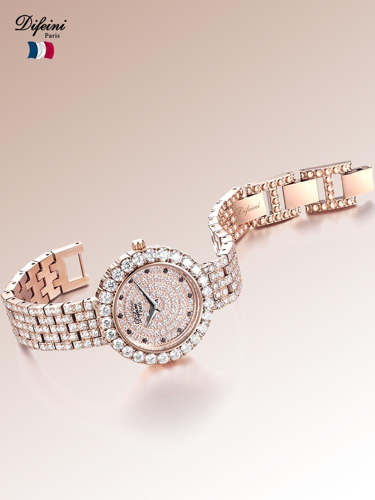 

Di Feini 2021 High-end Light Luxury Fashion Diamond Watch Female Wristwatches, Slivery;brown