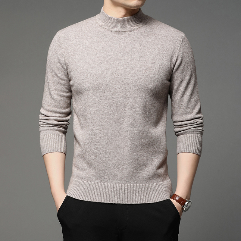 

2021 autumn and winter new men turtleneck pullover sweater fashion solid color thick and warm bottoming shirt male brand clothes, Black
