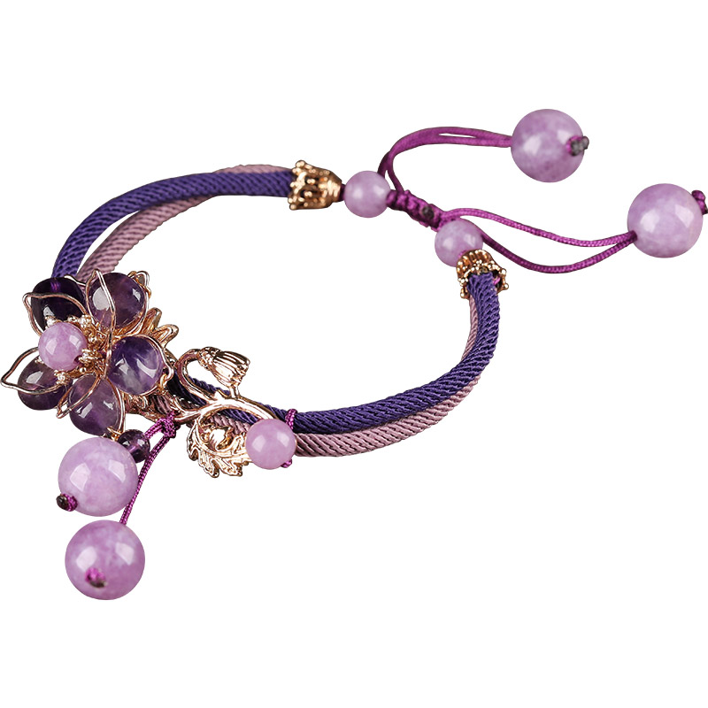 Xianlan035 Amethyst Bracelet Female String Hand Act The Role Of Ancient Ethnic Wind Restoring Ancient Ways Is Hand Woven Rope Chin-image-706264462
