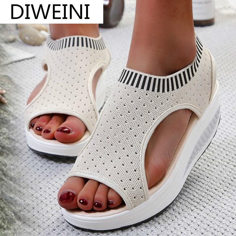 

Summer Women Platform Sandals Fashionable Open-toed Leaky Heel Comfortable For Outer Wear, Black