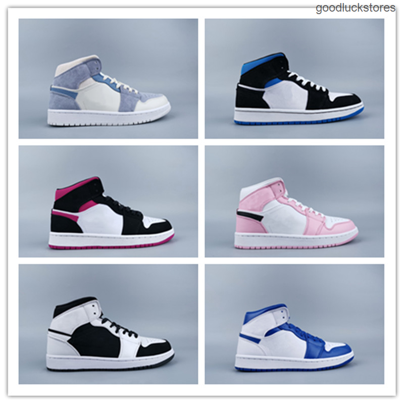 

Casual Walking Shoes Black and white panda 1s Basketball Sneakers 36-46 Mens &Womens Blue Pink Sports Running Trainers