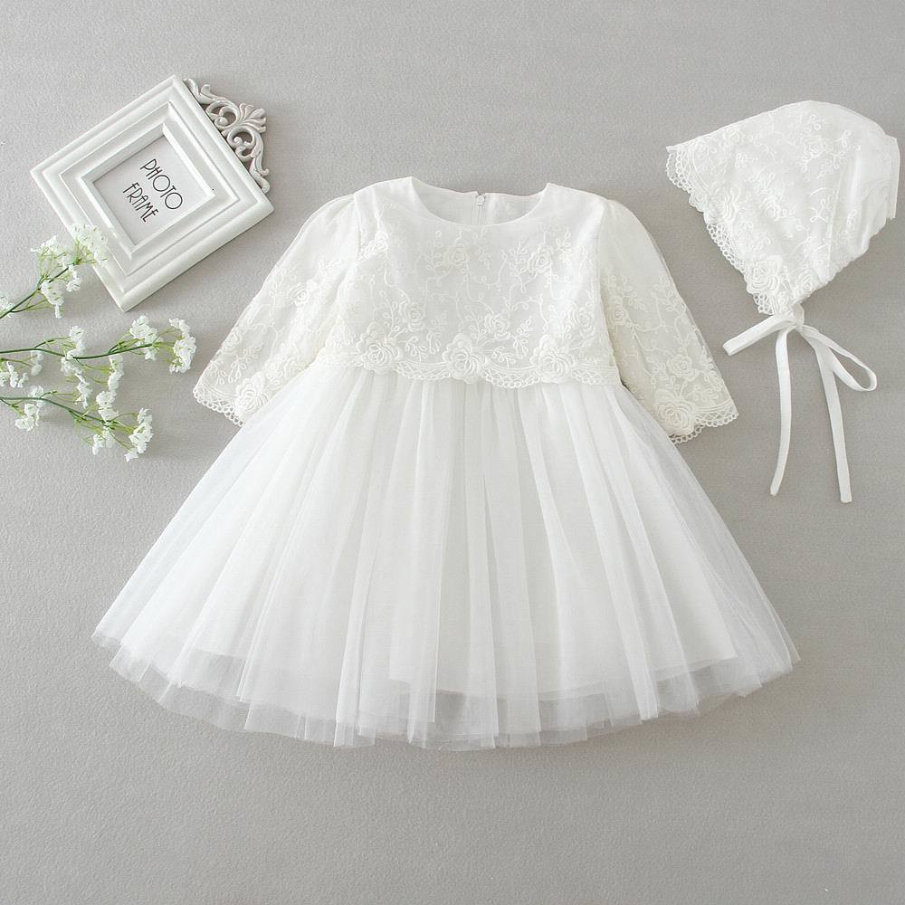 

Girl's Dresses born Baby Girls Princess Birthday Party Formal Christening Gown Lace Long Sleeve 0-2T 9605BB EB1G