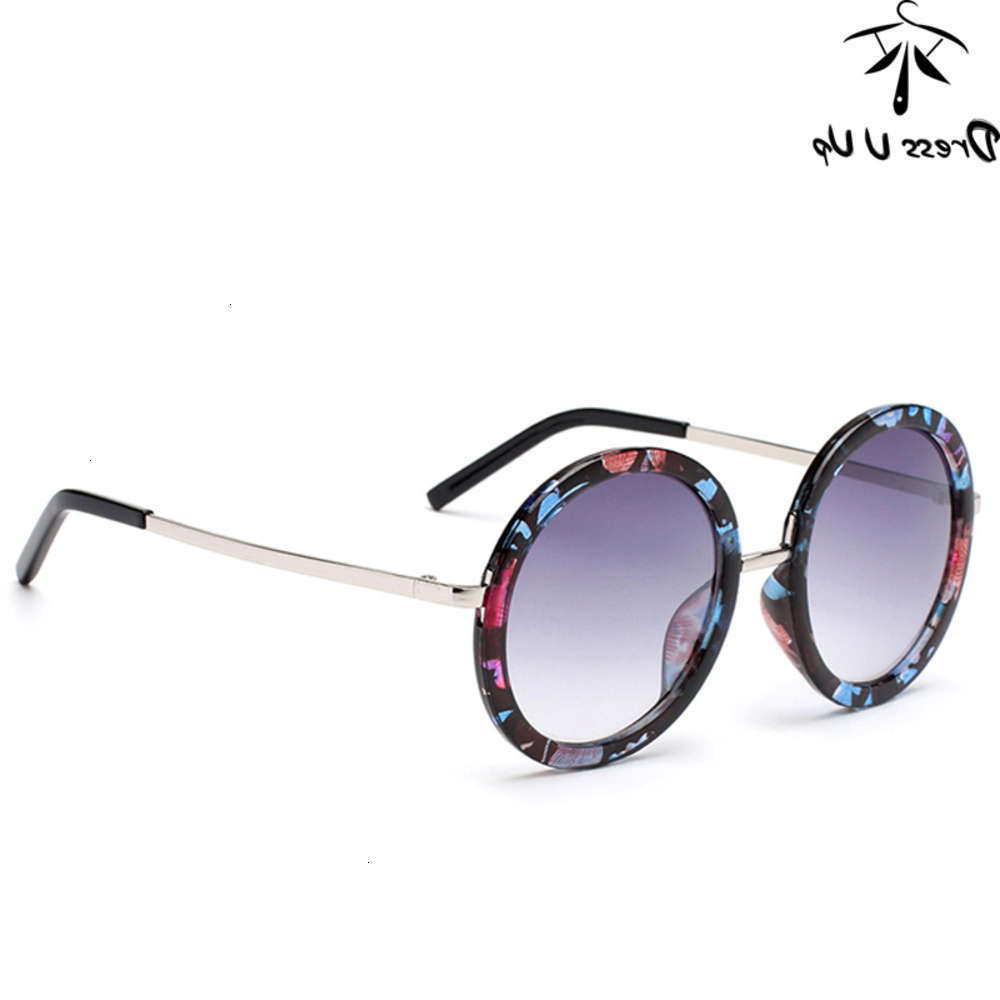 

sunglasses Dressuup New Retro Around Brand Designer Vintage sunglasses Women Coating Oculos Sol Gafas Lunette De Soleil, Black