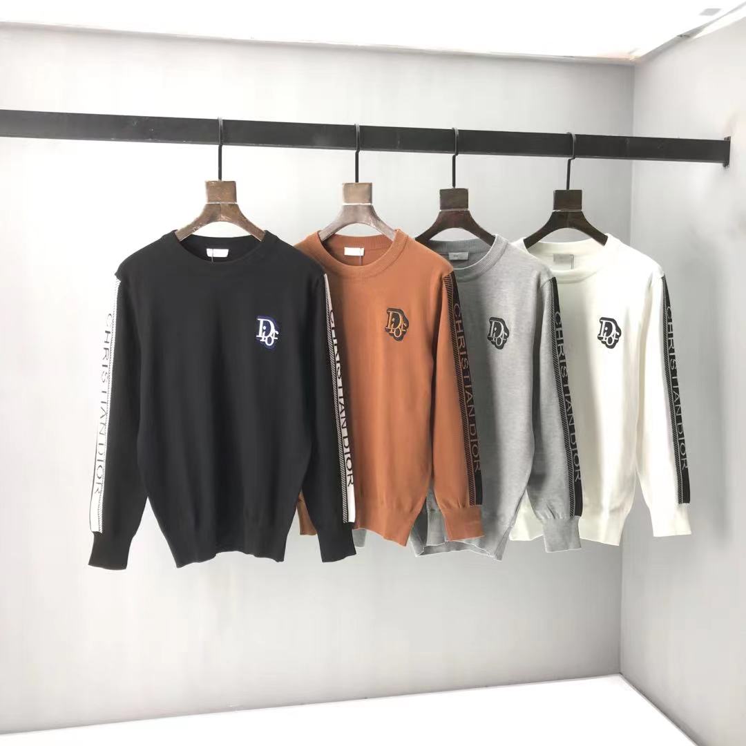 

New AOP jacquard letter knitted sweater in autumn / winter 2021acquard knitting machine e Custom jnlarged detail crew neck cotton daa7s2x, Brown