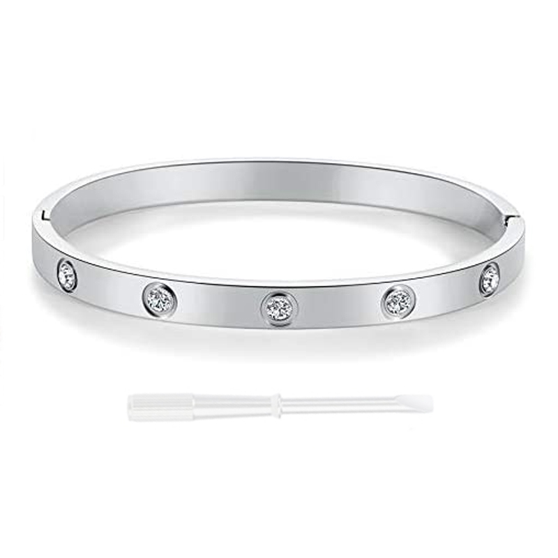 

Women Christmas Gift Friendship Love Jewelrys Bangle Gold Plated Bracelets Stainless Steel Crystal Bracelet Ladies Jewelry Bangles