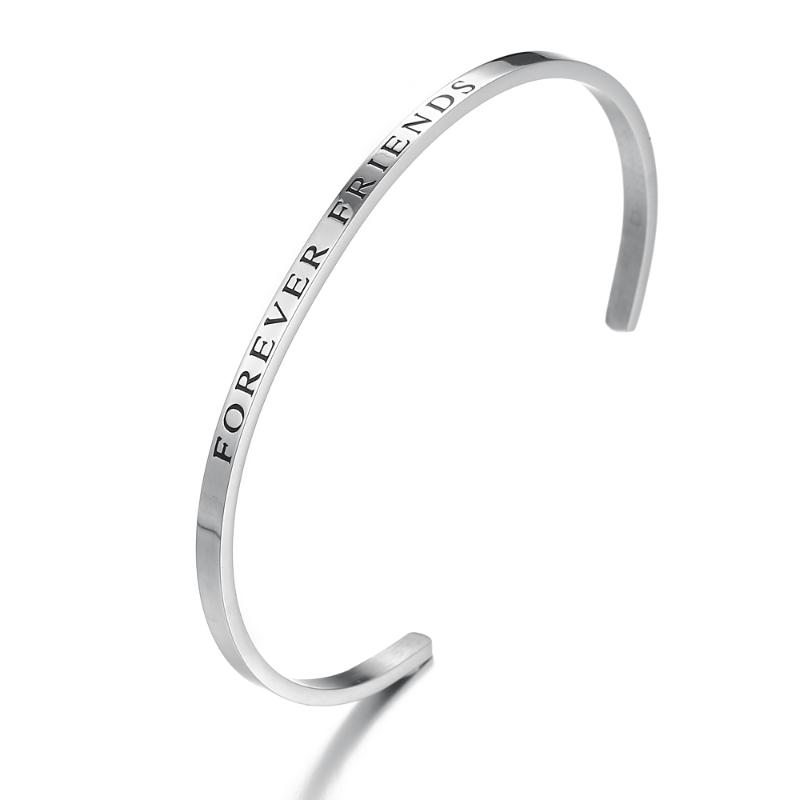 

Bangle FOREVER FRIEND Stainless Steel Engraved Positive Inspirational Quote Handmade Cuff Mantra Bracelets For Graduation Gifts