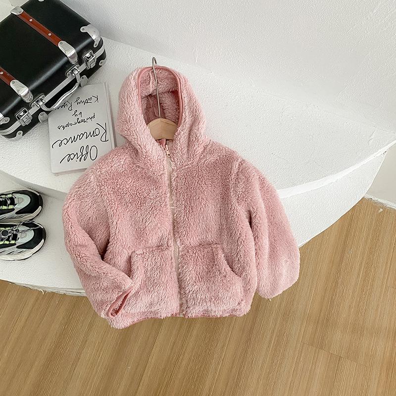 

Jackets WLG Kids Winter Clothes Boys Girls Velvet Thick Hooded Solid Coats Baby Warm Casual Outerwear For 2-6 Years, Blue;gray