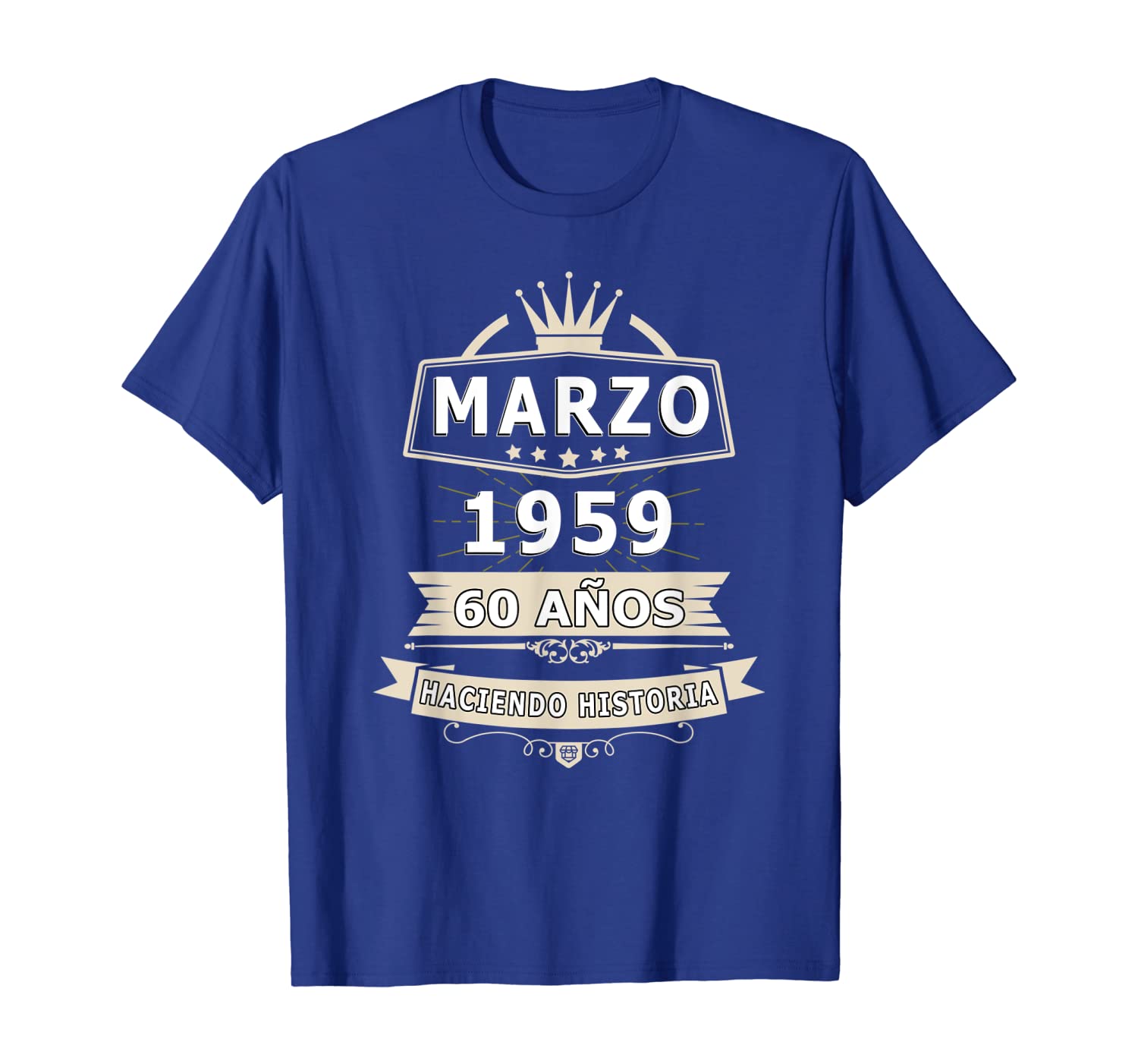 

Playera Cumpleanos 60 Nacio en Marzo 1959 Spanish T-Shirt, White;black