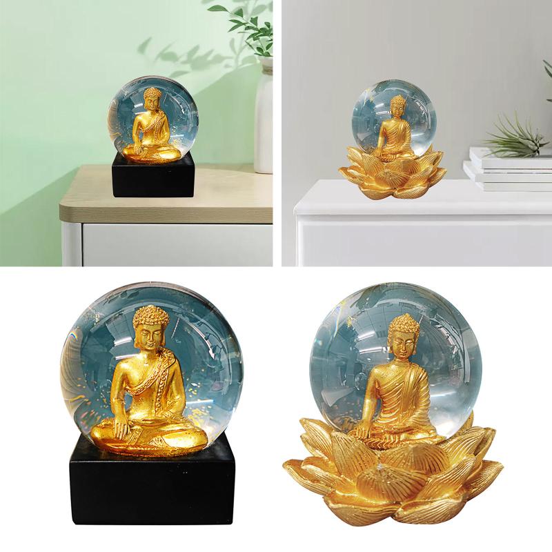 

Party Decoration Buddha Statue Meditation Decorative Spiritual Zen Crystal Ball Figurine Ornament For Office Tabletop