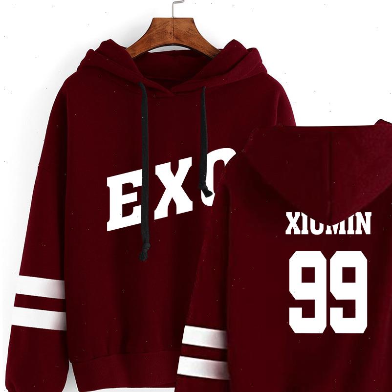 

Womens Hoodie Kpop EXO Hoodies Women Harajuku Casual Tracksuit Loose Sweatshirt Number Printed Korean Sweatshirts Soft Simple, Black