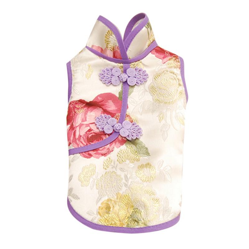 

Dog Apparel Summer VesChinese Year Clothes Tang Suit Cheongsam Pet Clothing Costume 2021