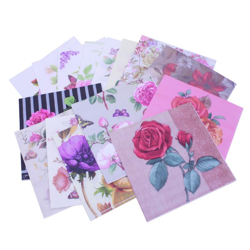 

Colour Printed Napkin Flower Tissue Paper Party Restaurant Birthday Wedding Towel Decoration Disposable Dinnerware