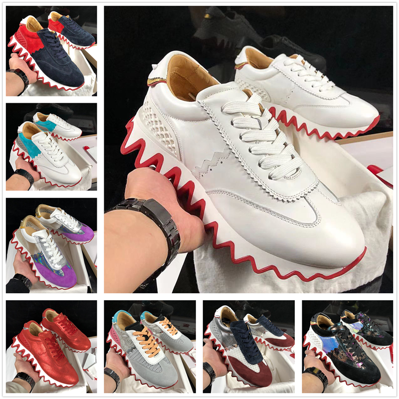 

New Fashion Men Women luxury Designer shoes for couple with top quality genuine leather red bottom ace sneakers 8 colors size 34-47, Black