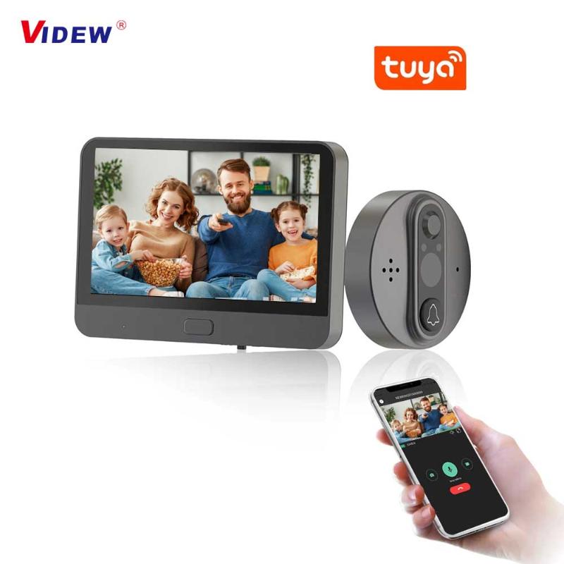 

WiFi Video Door Peephole Camera Doorbell Viewer With LCD Monitor Night Vision Tuya APP Control For Apartment Home Security Doorbells
