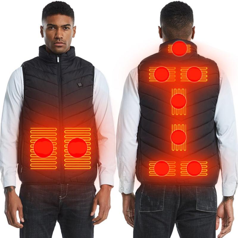 

Racing Jackets 1pc Electric Sleeveless Vest Heated Cloth Jacket USB Warm Up Heating Body Warmer Women Men With 3 Gears Temperature Control, Black;red