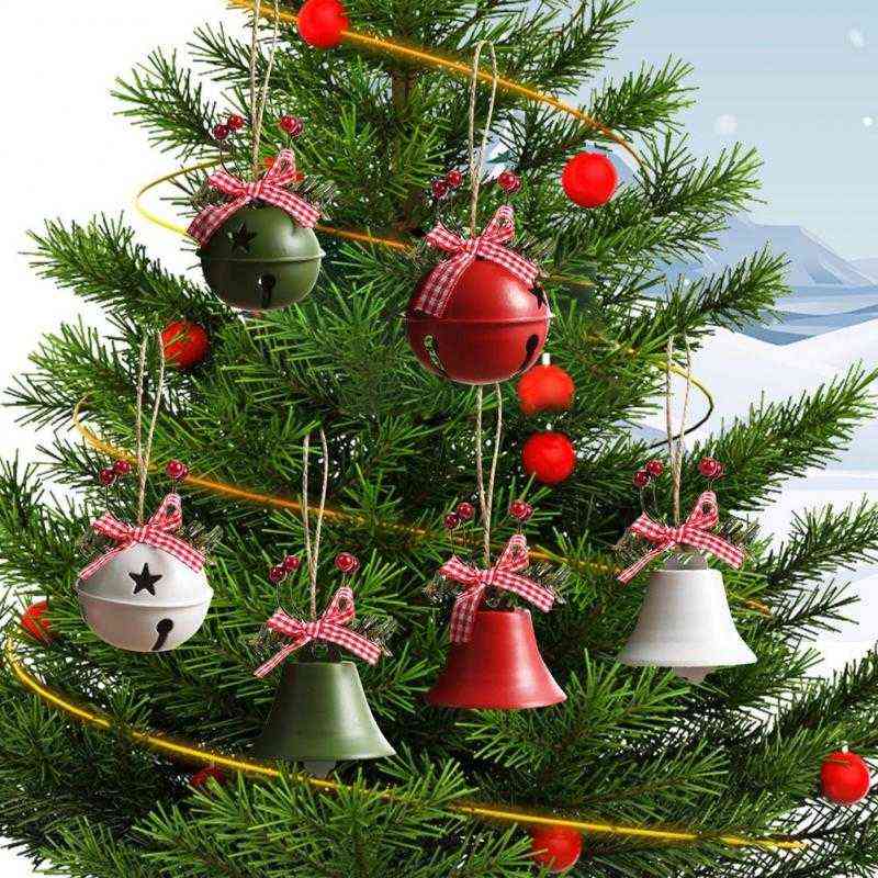 20pcs Christmas Tree Hanging Ornaments Jingle Bell Red Snowflake Metal Bell 30cm 