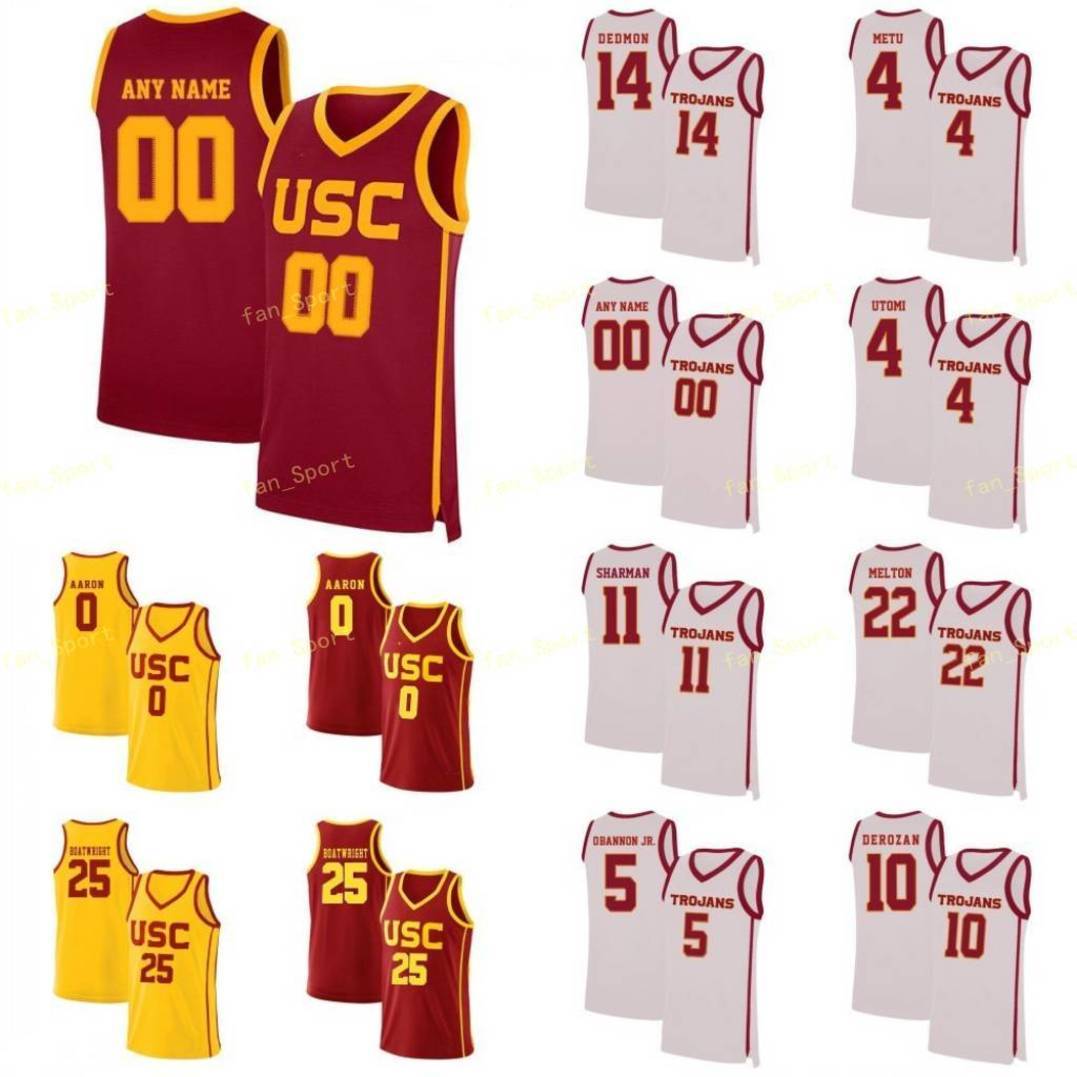 

NCAA College USC Trojans Basketball Jersey 0 Lewis 0 Shaqquan Aaron 1 Kyle Sturdivant 1 Usher 10 Quinton Adlesh Custom Stitched, As