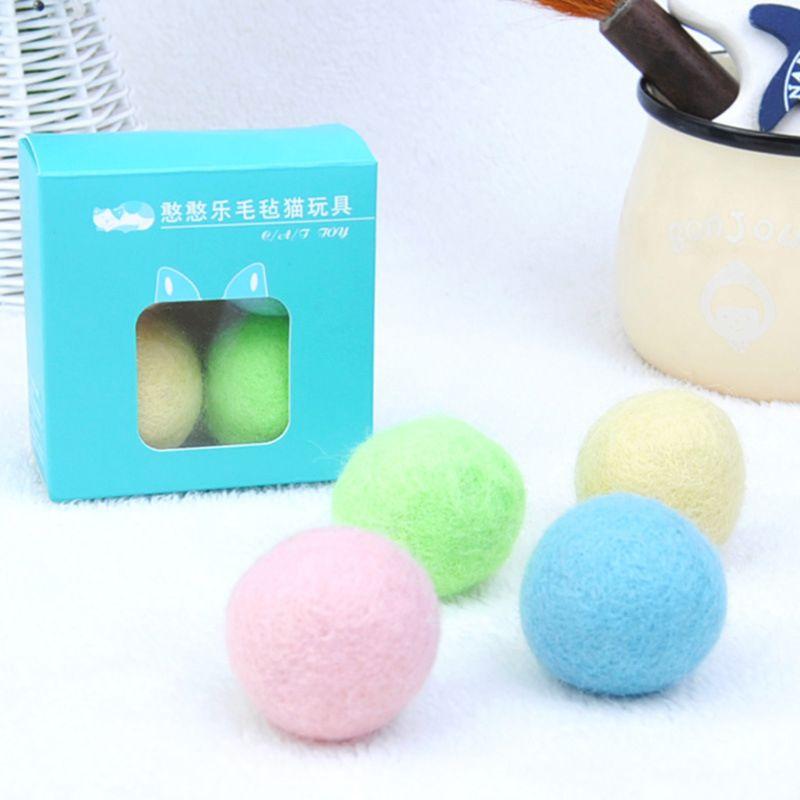 

Wool Felt Ball Toys For Cats Kittens Colorful Eco-Friendly Cat Teaser Bell Balls