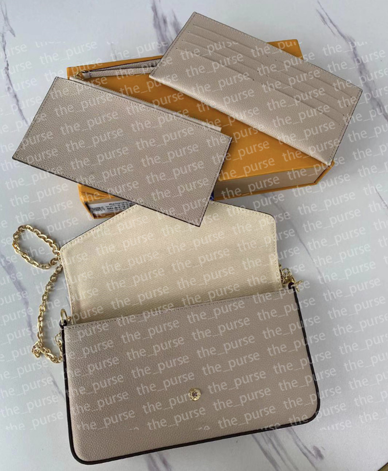 

Solid Clutch Bags Embossed Leather Pouch with Silk Prints Gold Chain Purse W Removerble Pockets, Cream with silk print