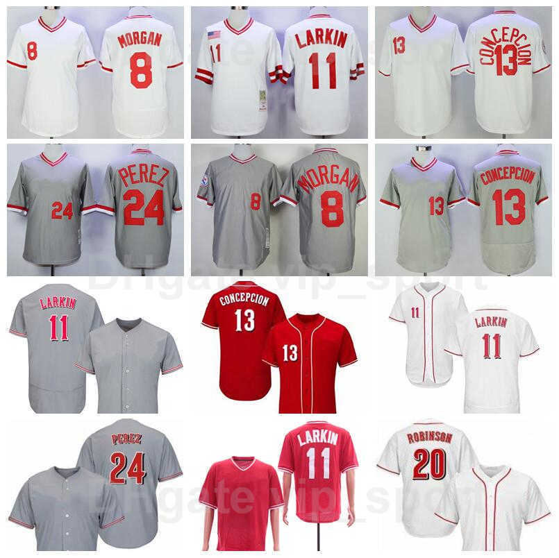 

Retro Baseball 8 Joe Morgan Jersey 1969 1976 1990 Vintage Stitched 24 Tony Perez 13 Dave Concepcion 20 Frank Robinson 11 Barry Larkin, White