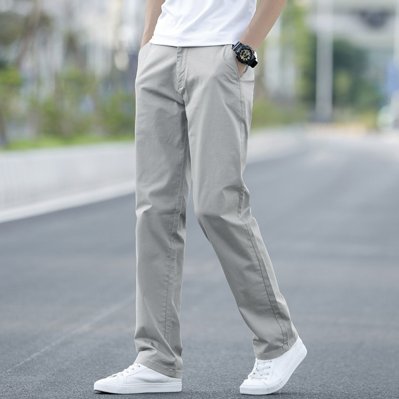 

Men's Summer Pants Light High Waisted Khaki Straight Leg Trousers Male Trend Style Cotton Stretch Casual Vintage Black Pant 210518, Dark blue