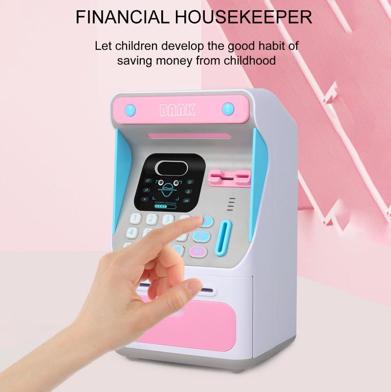 

Children's Educational Novel Toys ATM Savings Bank Personal Cash Coin Money Pink Machine Automatic Banknote Party Favor