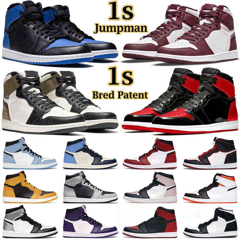 

Men Basketball Shoes Jordn 1s Zapatos De Baloncesto Jumpman 1 High Mid Top Bordeaux Atmosphere Bred Patent University Blue Twist Pale Ivory, 48