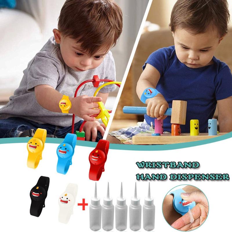 

5pcs Cartoons Kids Hand Sanitizer Dispensing Handwash Wristbands Liquid Dispenser Wristband Gel Whole Sanitizing Dropship Soap