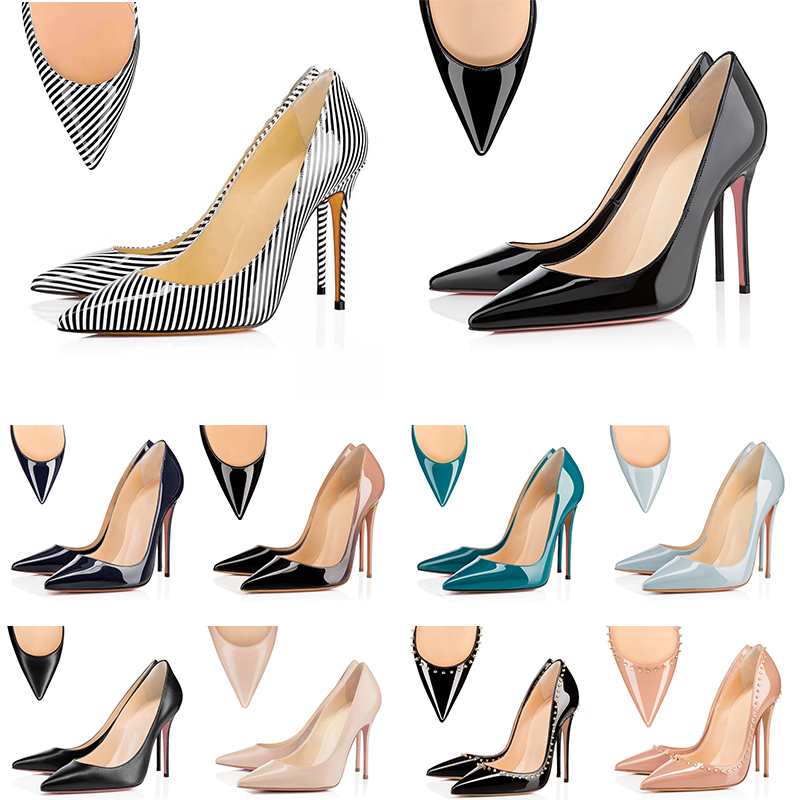 

designer luxury red bottom high heels hot women casual shoes vintage wedding triple black pointed peep toes pumps spikes Dress, Pointed toe leather zebra
