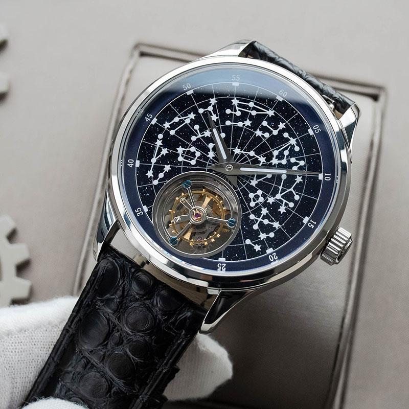 

Wristwatches Sugess Luminous Starry Sky Tourbillon Mechanical Sapphire Mens Watches Dial Watch Men Business