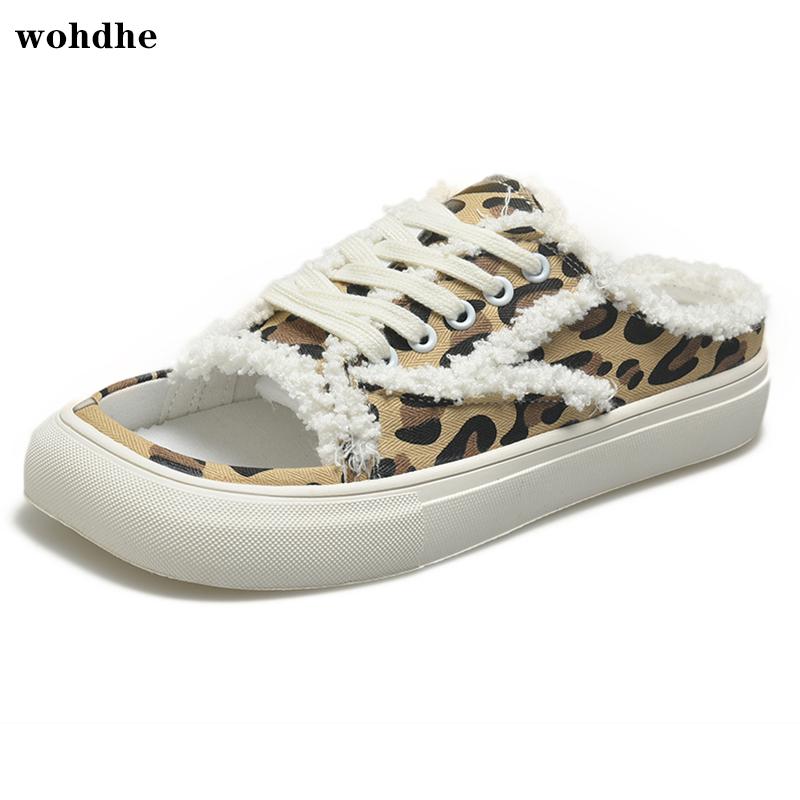 

Slippers WOHDHE Women Canvas Flat Cross-tied Slides Comfortable Summer Shoes Slip On Leopard Sneakers Flip Flops Zapatillas, Black