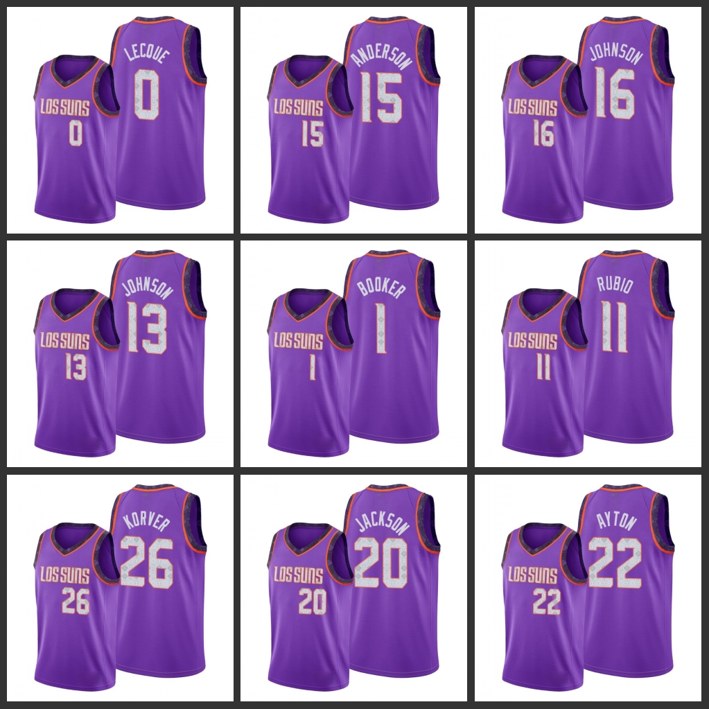 

PhoenixSunsMen Cameron Johnson Deandre Ayton Devin Booker Jalen Lecque Josh Jackson Kyle Korver Ricky Rubio Jersey, Black