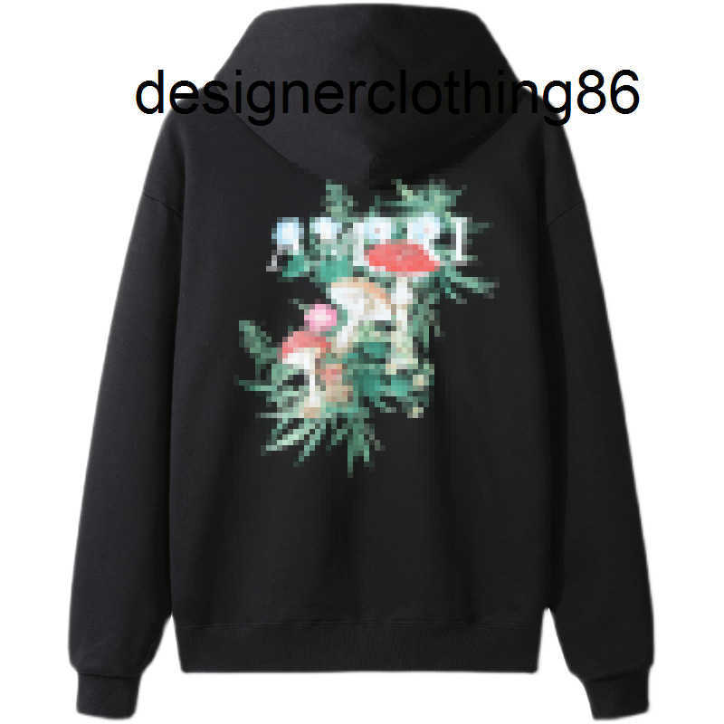 

mens hoodies designers amiry 2022 spring brand creative mushroom print Hoodie men's loose versatile coat T4EE, Black
