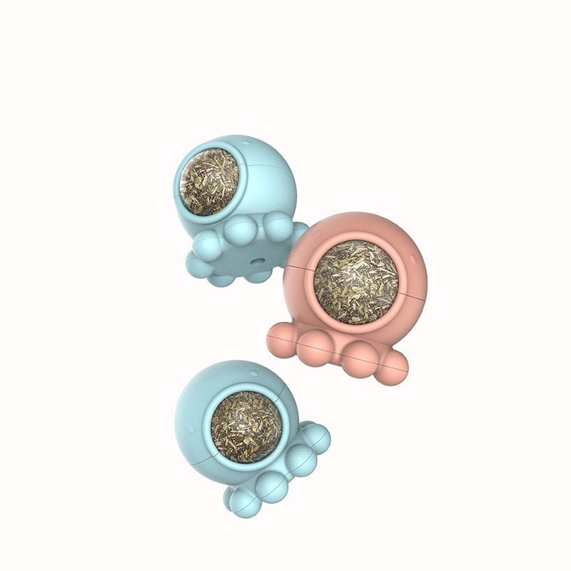 Octopus Catnip Toy Ball Licking Fun 360° Rotating Molar Teeth Cleaner Mutian Polygonum Pet Supplies Cat Toy-image-690876945