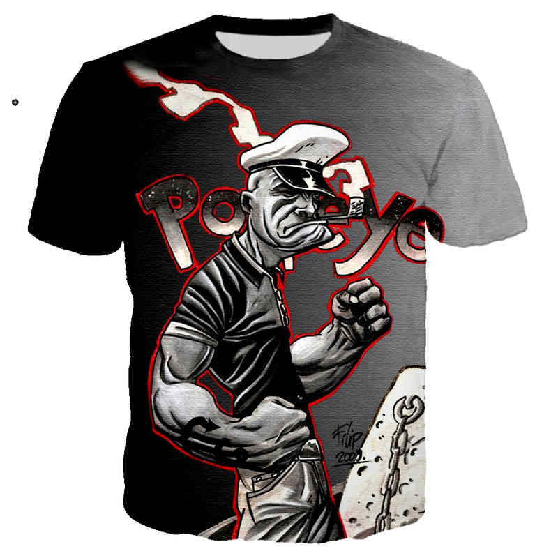 

Popeye Fashion Men' t shirt Arrival Trendy 3d T Shirt Crew-neck Summer Short Sleeve Tee Tops Men Male Harajuku T-Shirts, T45461