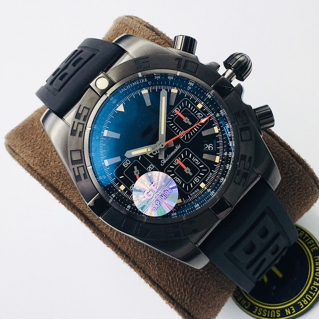 

GFV2 updated men's watch diameter 44mm Asia7750 automatic chain timing movement 316L high strength carbon nitride treatment cool black refin, As shown