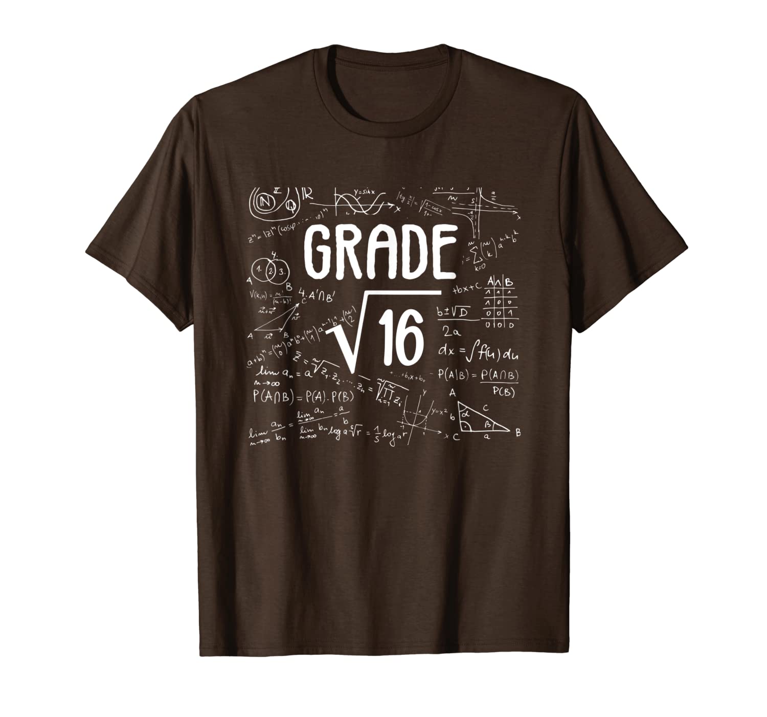 

4th grade back to school gift square root of 16 math t-shirt, White;black