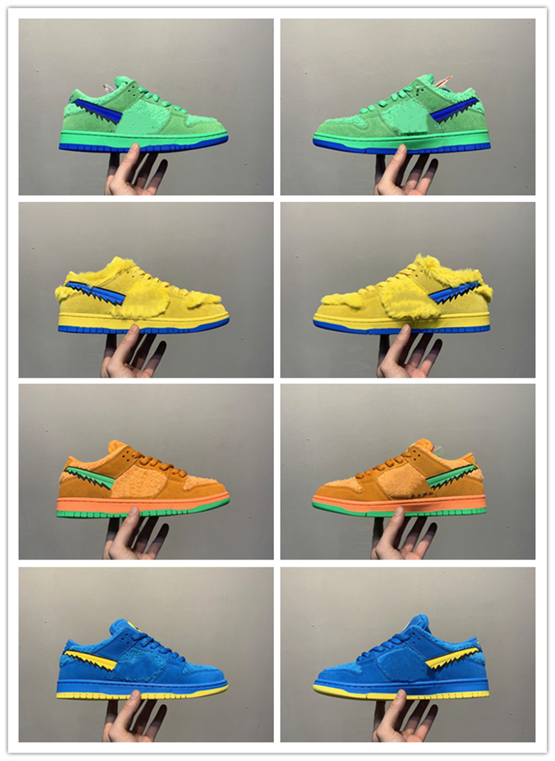 

Man Three Bear Pack LOW x SB DUNKS Shoes mens and womens outdoor board sneaker 36-46 Orange yellow Runner sneakers