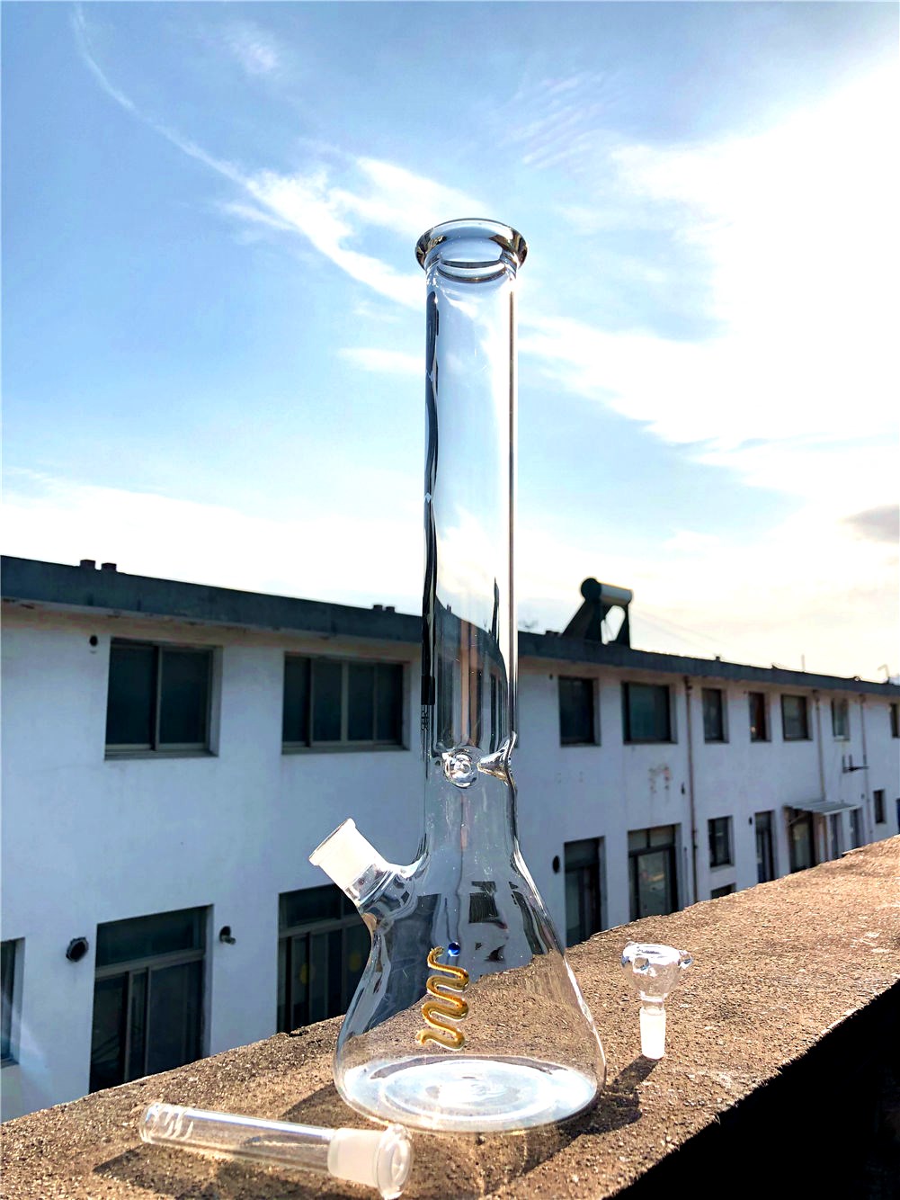

Hookah straight 18.8 mm Male Joint Glass Bowl 18 Inches Big Bongs Beaker Bong Wall Water Pipes With Accessories 45 cm