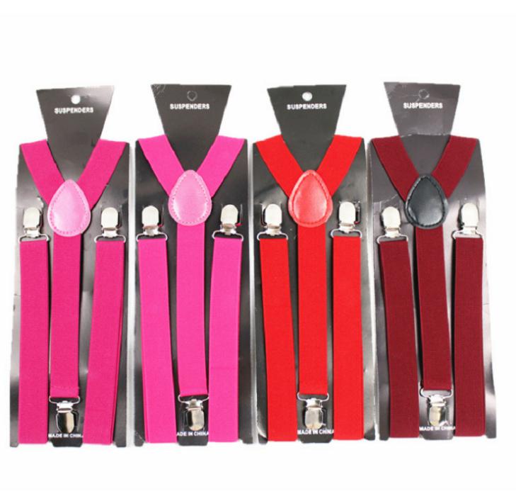 

2021 Adult women and Mens Suspenders X-Back 1" Wide Adjustable Solid Straight Clip Suspenders For Trousers 37 col