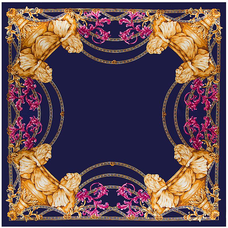 

Scarves 2021 Spring Navy Silk Accessories Ladies Head Kerchief 90*90cm Women Hijab Wraps And Shawls Large Capes