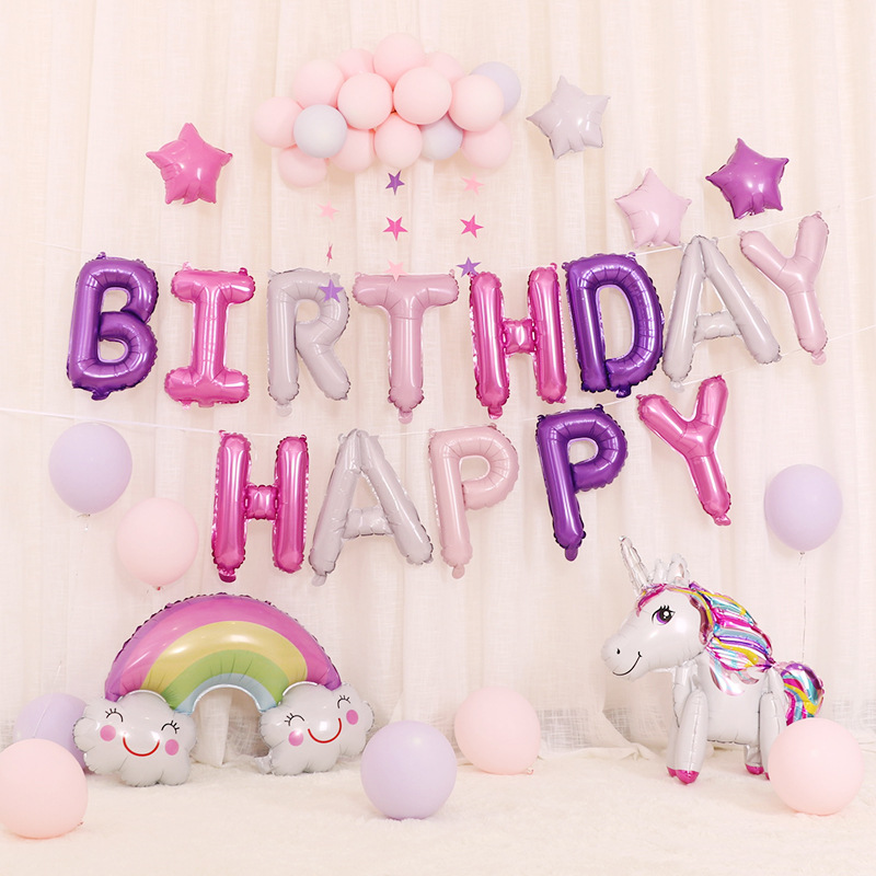 Cartoon Birthday Decoration Unicorn Balloon Set Children Full-Year Party Supplies Balloon Package(The logistics price Pls Contact us)-image-751877445