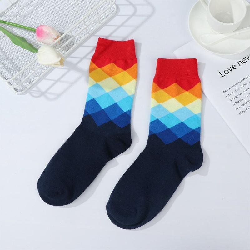 

Men's Socks Fashion Colorful Casual Funny Argyle Filled Optic Winter Combed Cotton, Black