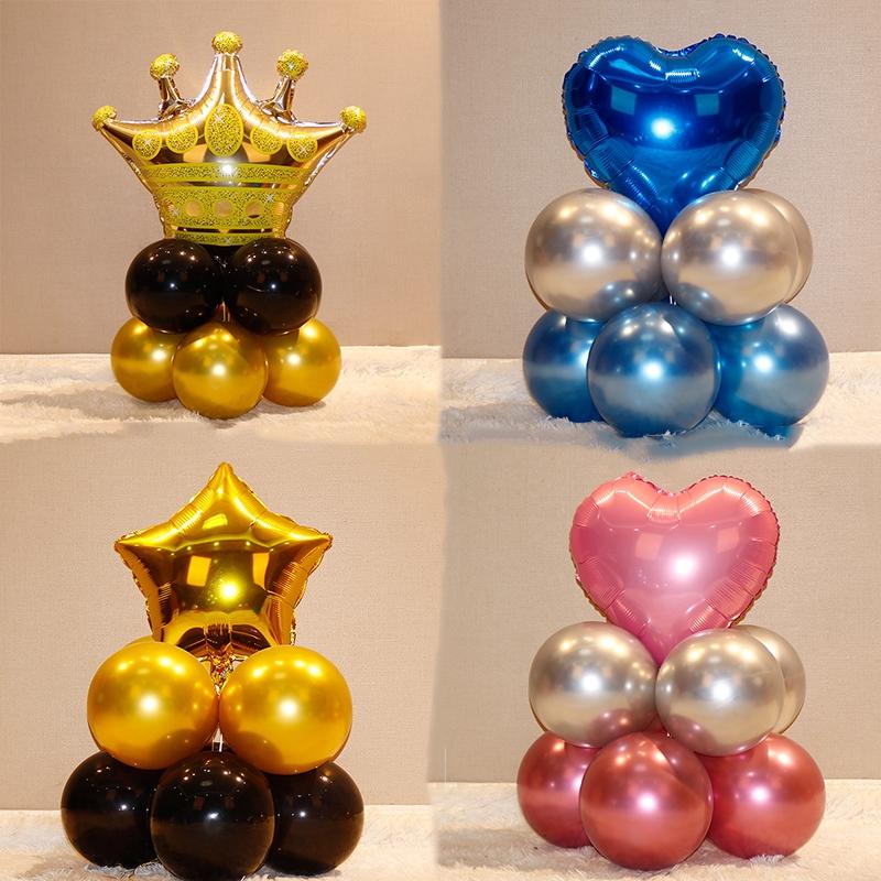 

Party Decoration 1set Of Star-shaped Pillar Aluminum Foil Balloons For Birthday Helium Balloon Wedding