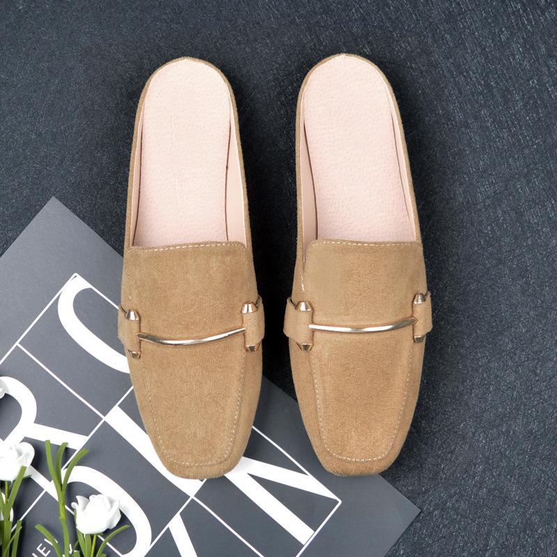 

Women's Fashion Flat Slippers Ladies Outdoor Casual Mules Shoes Female Office Lazy Slides Square Head Big Size Non-Slip Sandals, Black