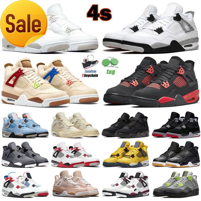 

Newest Basketball Shoes Men Women 4 Red Thunder University Blue Wild Things White Oreo Desert Moss mens trainers
